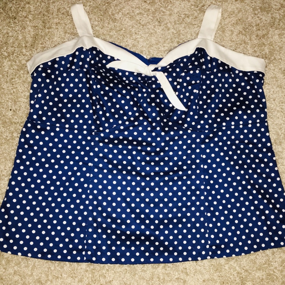 (2/$25) Hot Topic - Blue Polka Dot Sailor Tank